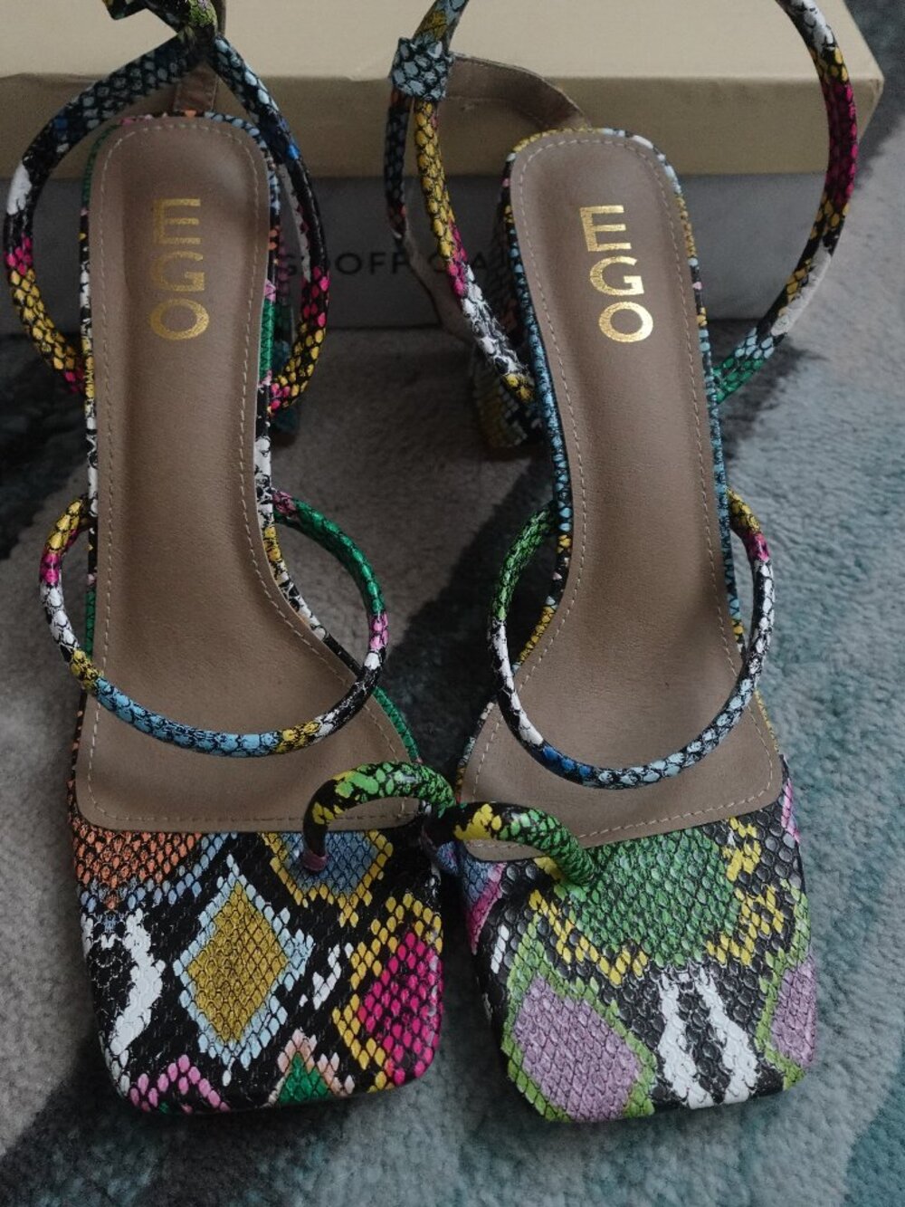 Multi Colored Snake Embossed heels - Size 8 UK/10 US
